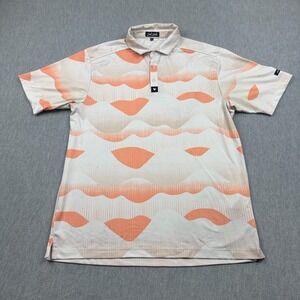 Bad Birdie Polo Shirt Men Large Orange Golden Hour Golf Performance Short Sleeve